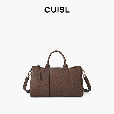 CUISL崔氏/新款定制遇见波士顿包鸵鸟皮时尚手提斜跨大容量包包女