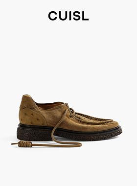 CUISL崔氏|鸵鸟皮拼反德比鞋女士日常休闲软底轻便绑带单鞋