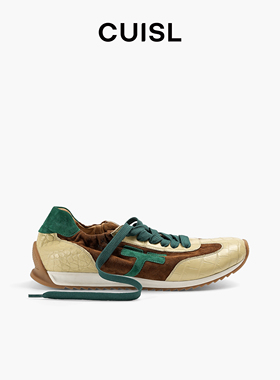 CUISL崔氏|鳄鱼拼反绒新款轻便柔软薄底休闲鞋女士阿甘鞋复古风