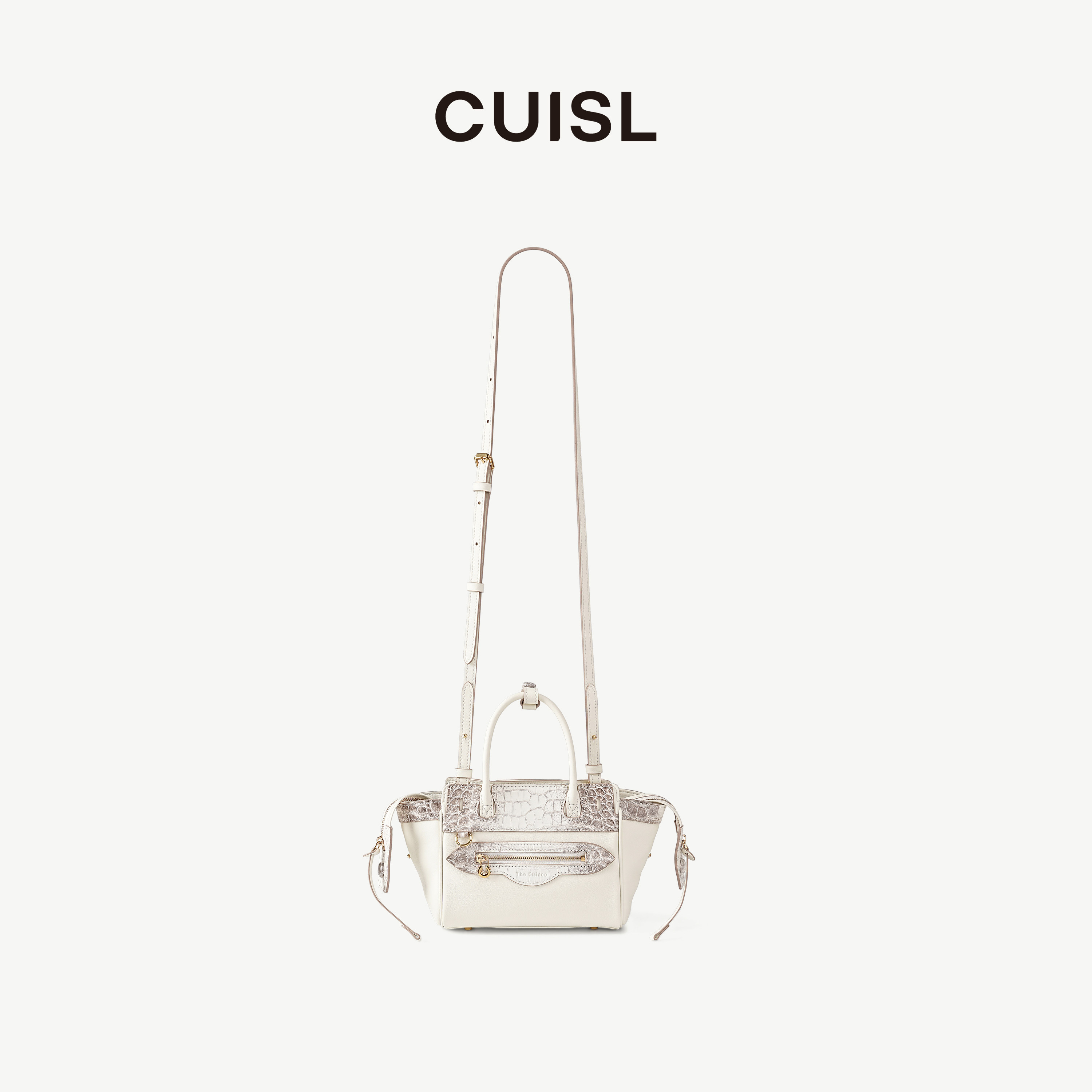 CUISL崔氏/新款风生水起系列小号手提包鳄鱼拼皮包包时尚精致女包