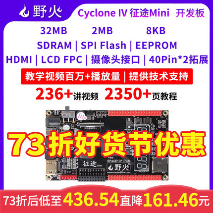 野火征途MiNi FPGA开发板 Altera CycloneIV EP4CE10F17C8N带HDMI