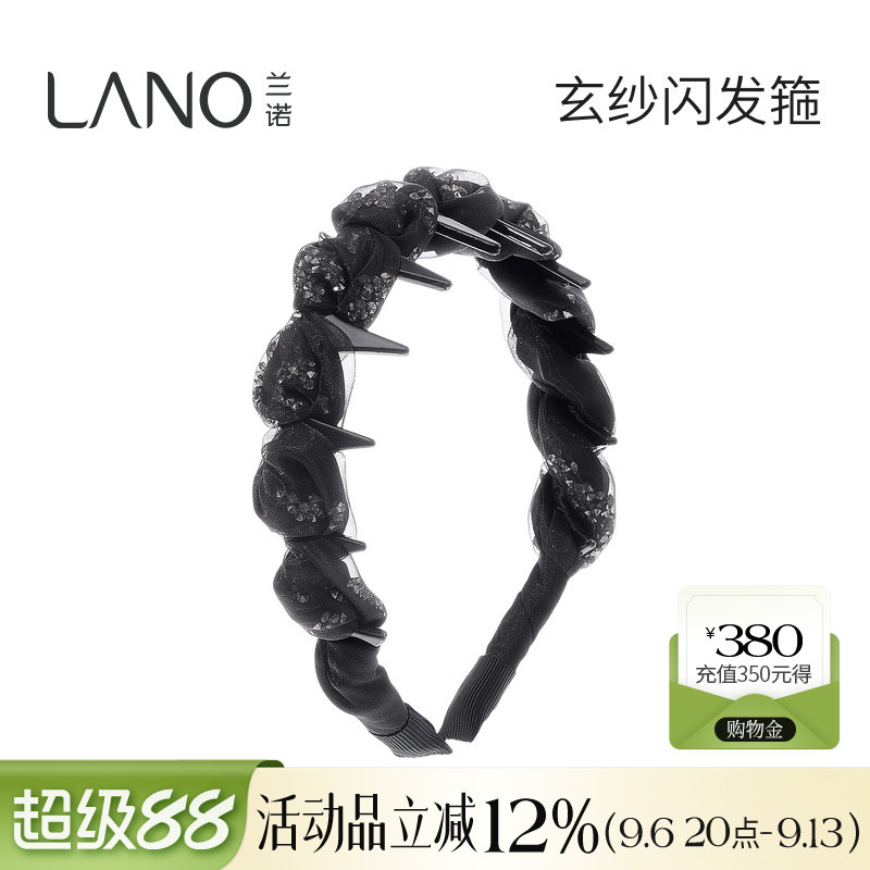 兰诺黑色网纱包钻发箍头饰女款带齿2026新款高级感高颅顶头箍发卡图片