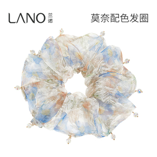 兰诺莫奈网纱大肠发圈女头绳头花2025新款 高级感扎头发马尾丸子头