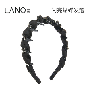 兰诺满钻蝴蝶洗脸发箍头箍女带齿2025新款 日常外戴高颅顶头箍发饰