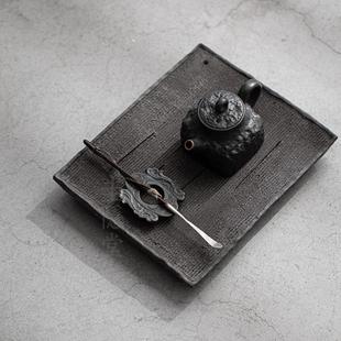 圭隐堂手工紫砂粗陶壶承茶壶托盘家用复古侘寂风储水干泡台茶台