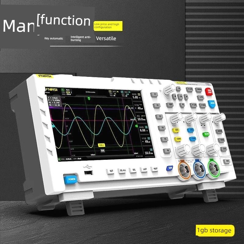 Fnirsi数字示波器桌面高精度1014D双通道100米宽信号发生器2合1