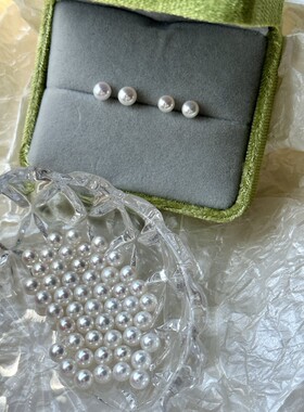 天然淡水akoya珍珠迷你baby耳钉925纯银彩凛级珍珠耳钉小灯泡耳饰