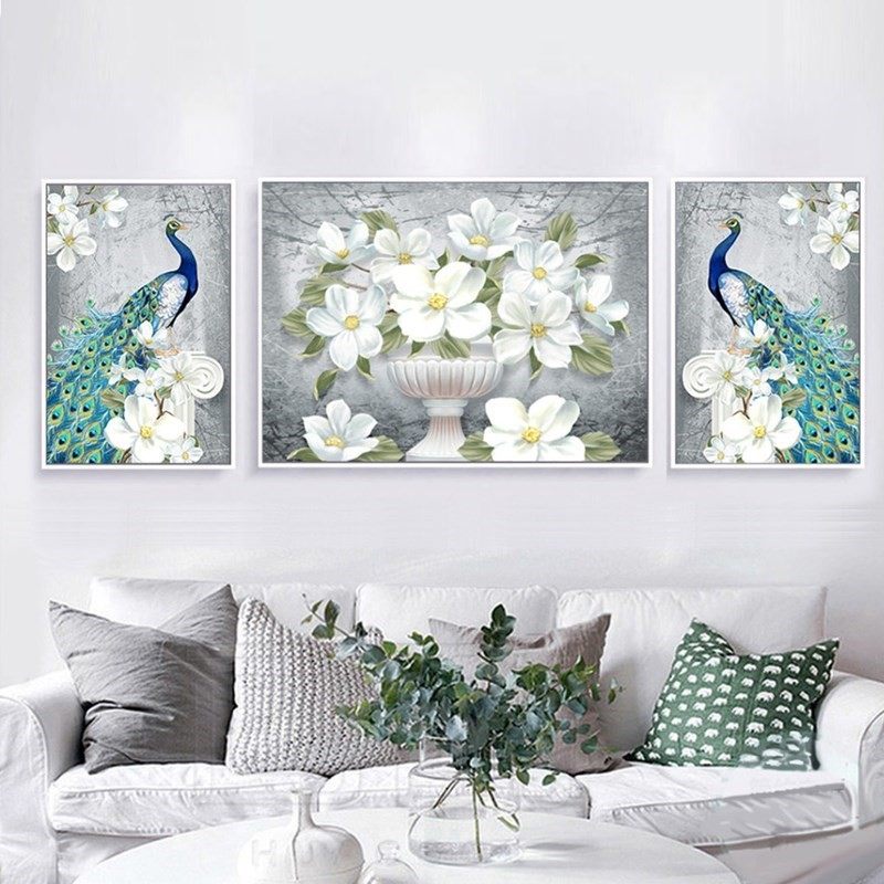 手作砖锈自绣过道新婚立体艺术品钻石绣孔雀女孩简约梦幻寓意中