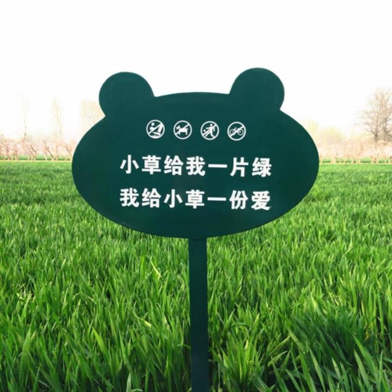 幼儿园定制爱护花草标志牌草丛卡通引导立式标语落地公园绿化牌告