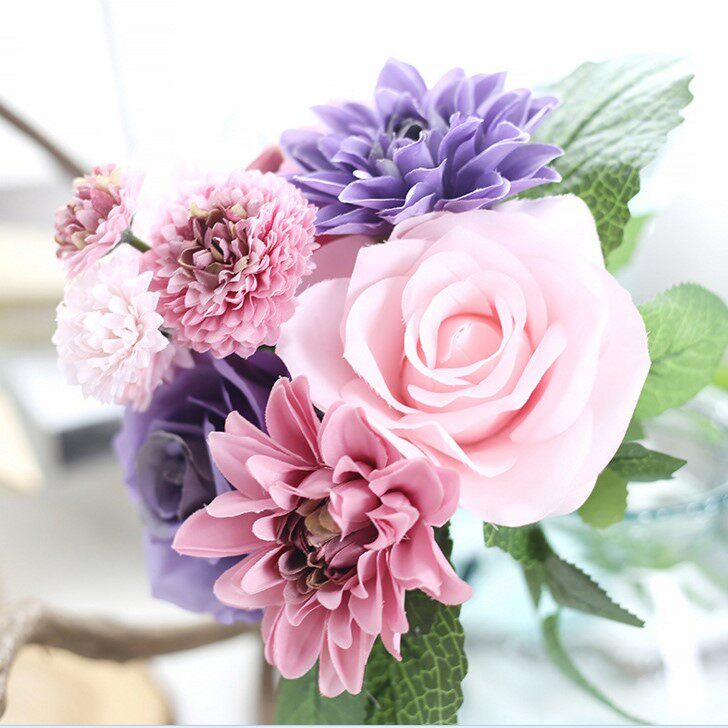 【一束10个花头】仿真花玫瑰花束绢花假花塑料花室内装饰插花