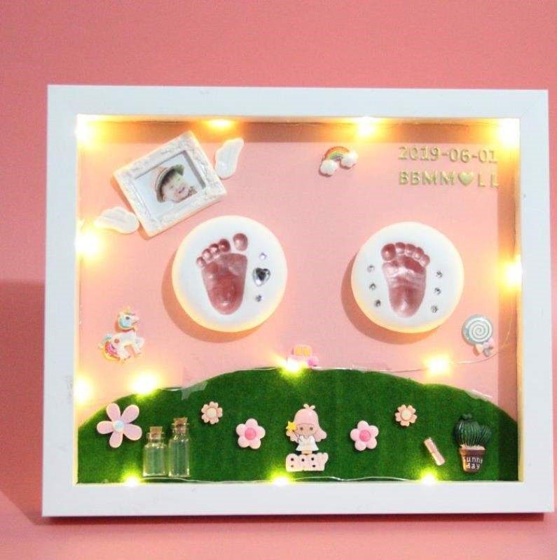 宝宝印尼手脚印泥胎发盒婴儿粘贴手足刚出生照片猪年婴幼儿脚底