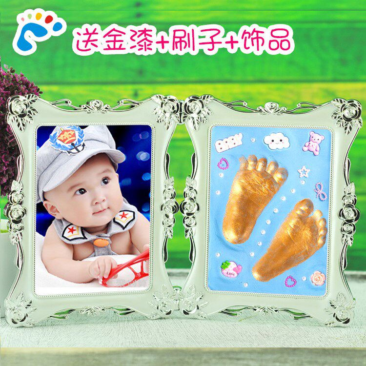 折叠留念摆台新生婴儿相框手印泥