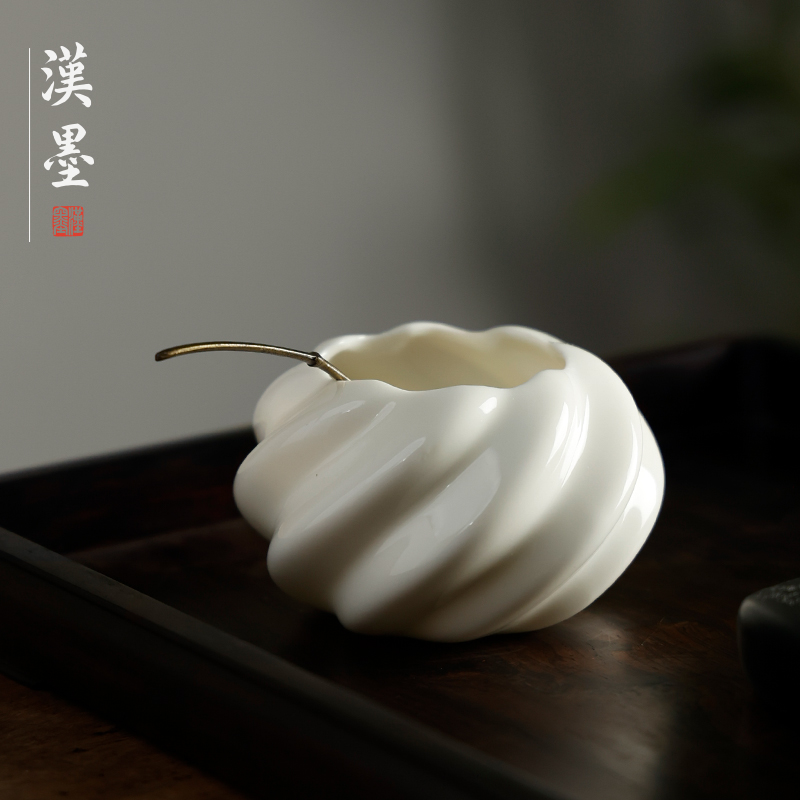 羊脂玉白瓷南瓜水盂 笔洗缸砚台书法笔洗陶瓷水盂文房四宝精致水