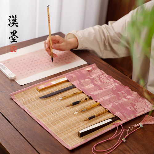 织锦竹制笔卷彩色简约笔袋