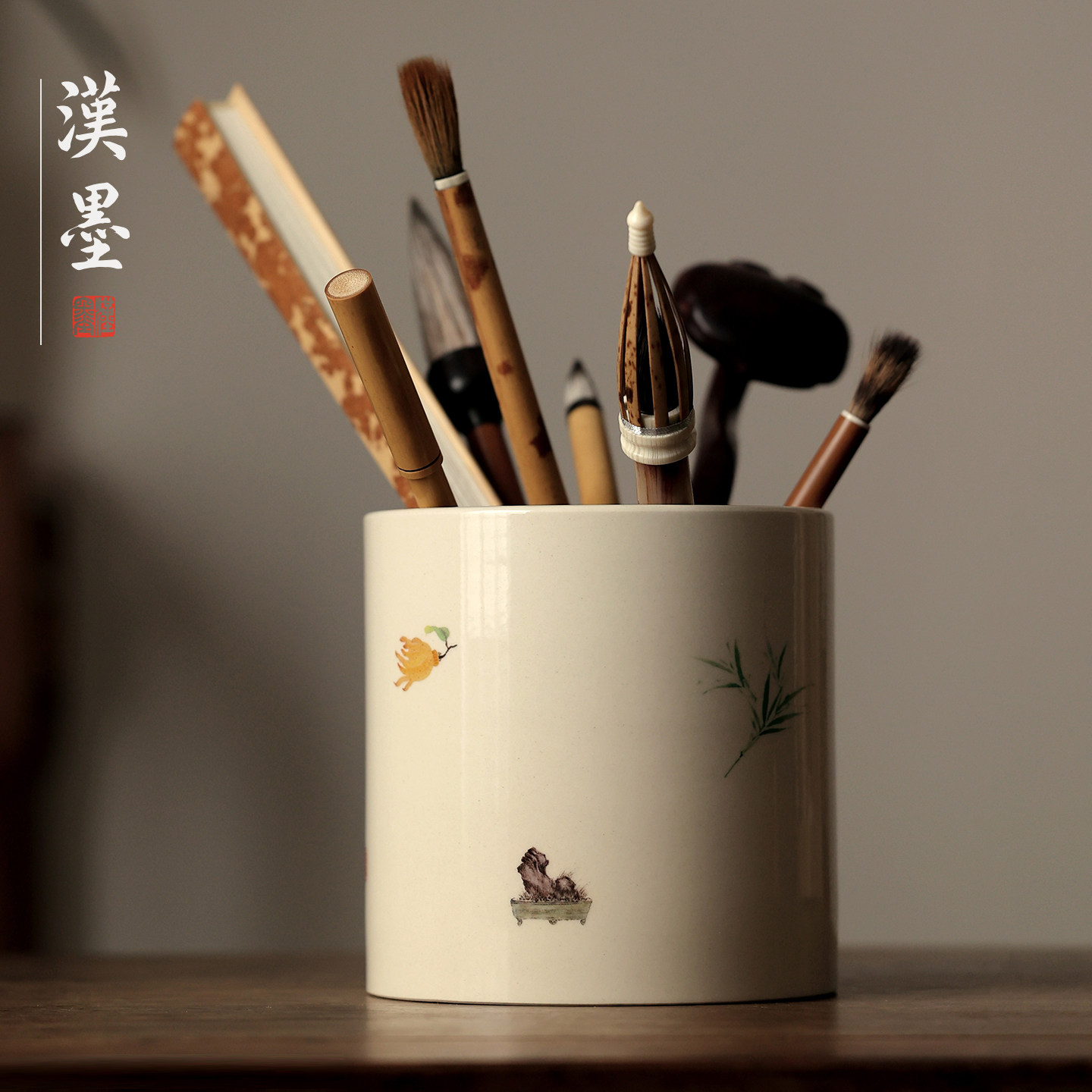 草木灰釉笔筒草木灰釉景德镇艺术陶瓷器文房笔筒寓意收纳收藏品摆件