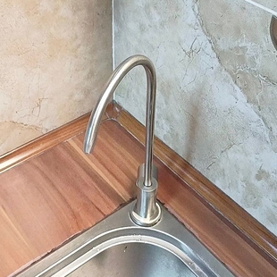 净水器家用直饮4分配件洗菜盆 304不锈钢单冷水龙头鹅颈防溅立式