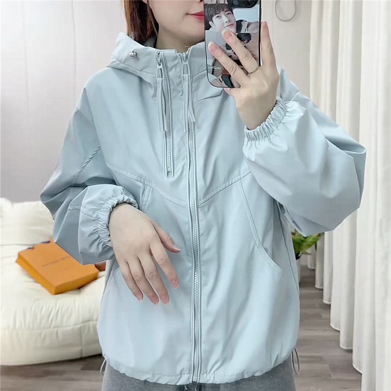 爆款蓝色双拉炼 炼 冲锋衣外套女2025春季新款小个子宽松休闲 短