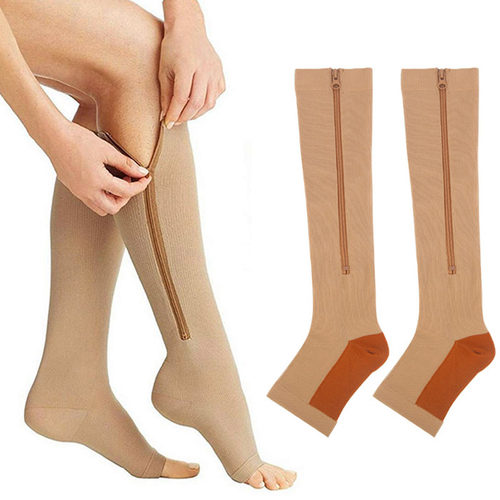跑步运动压力袜压缩袜小腿弹力袜compression socks拉链袜