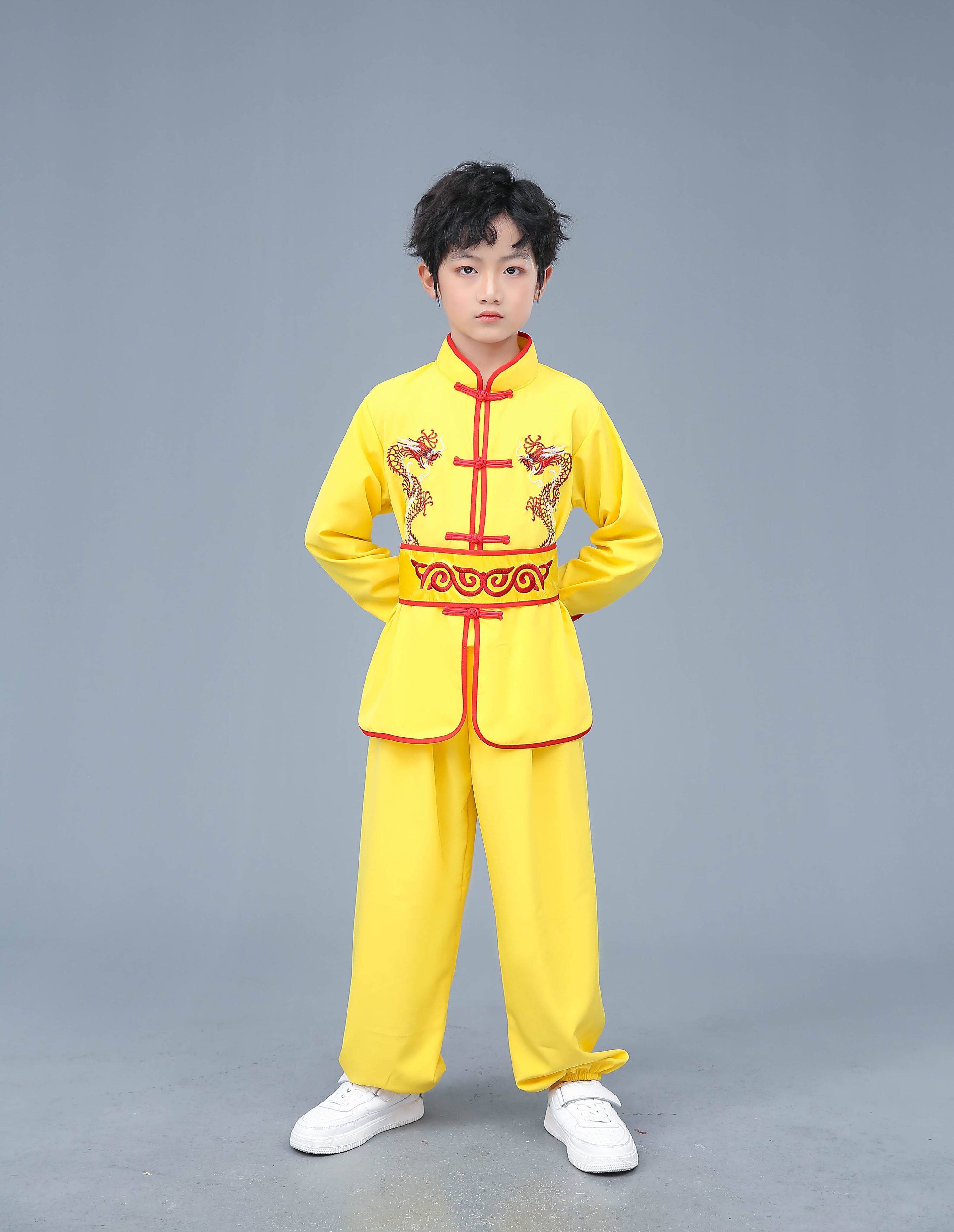 大鼓演出服表男女儿童武术练功服少儿功夫中国风表演服打鼓演出服