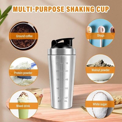 Protein Shaker Bottle, 750ML Stainless Steel Protein Shaker