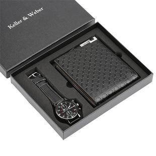 Quartz Wrist Watch Leather Wallet Gift Set for Boyfriend men