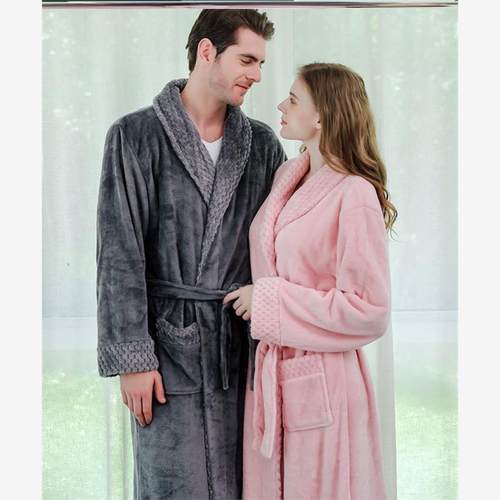 情侣睡衣 high quality winter pajamas gown women men bathrobe