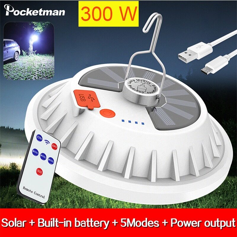ufo rechargeable led bulb light remote control solar chargin