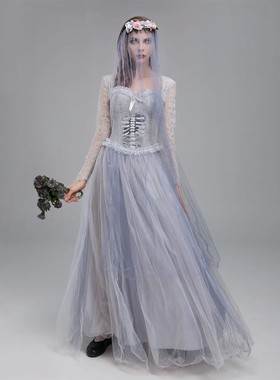 Women Halloween Dead Bride Costume Ghost Corpse Bride Corset