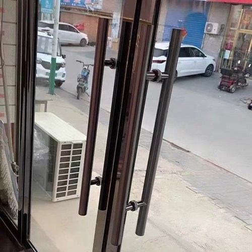 推拉玫瑰黑钛金地弹包厢门把手加厚黑色木门玻璃门有无框不锈钢