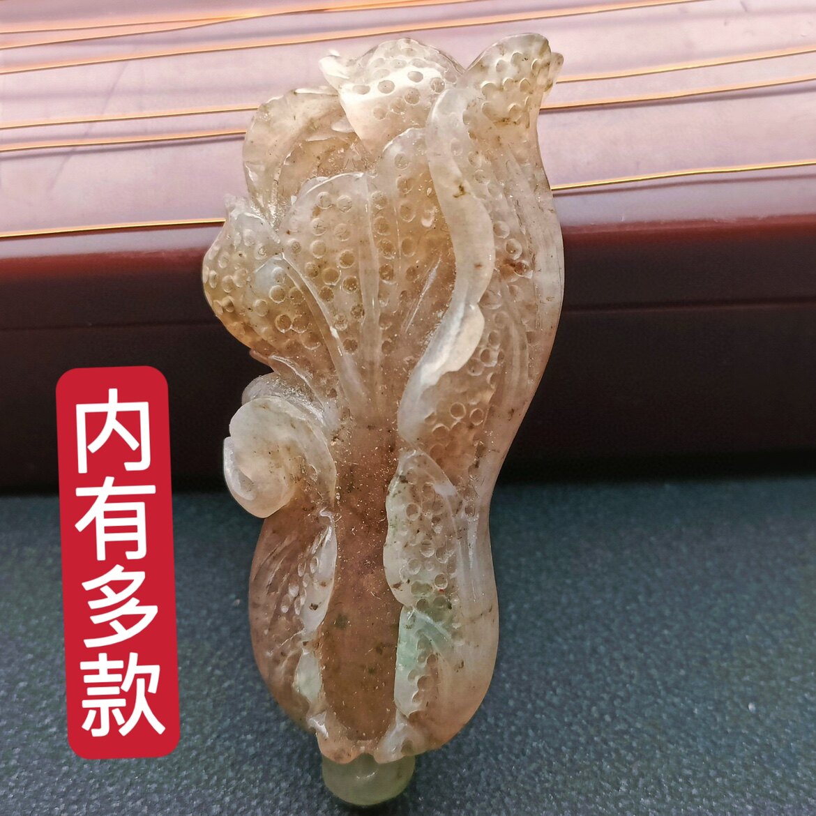 独山玉纯手工雕刻男女同款绿白菜挂件包挂钥匙挂毛衣链挂件