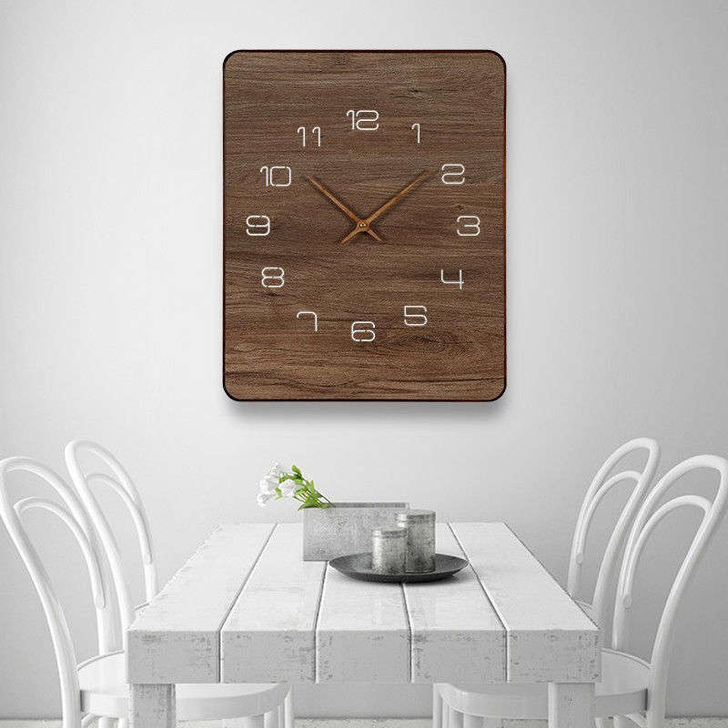 北欧风简约创意时钟m客厅电表箱装饰挂钟个性实木家用墙壁遮挡钟