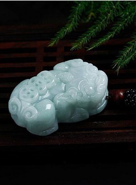 天然翡翠A货精雕工貔貅吊坠玉坠D玉石挂件三钱皮丘男女款民族风