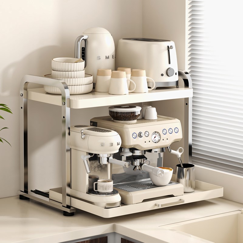 咖啡机置物架厨房微波炉抽拉台面多功能电饭煲电器锅烤Y箱收纳架