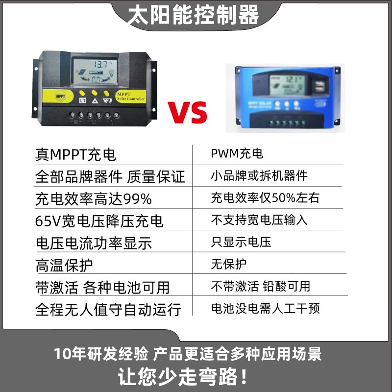 12V24V10A20A太阳能控制器MPPT铅酸锂电池通用带激活W485通讯可调