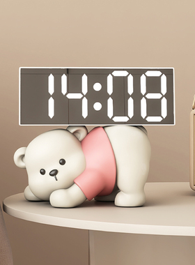 奶油风时钟摆件闹钟客厅电视柜桌面摆放钟表台式S装饰品创意电子