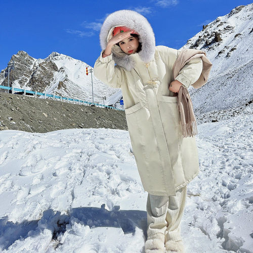 晶煊中长款大毛领棉服女送运费险