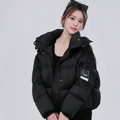 美式情侣男女短款连帽羽绒棉袄潮