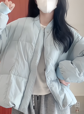 90白鸭绒韩系短款棒球领羽绒服女冬2025年新款小个子超好看外套潮