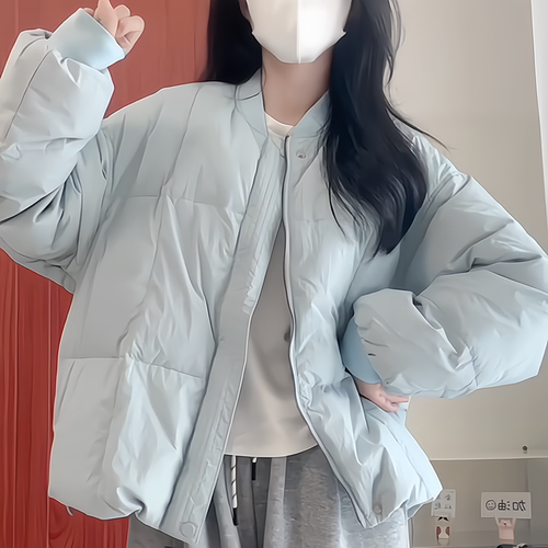 90白鸭绒韩系短款棒球领羽绒服女
