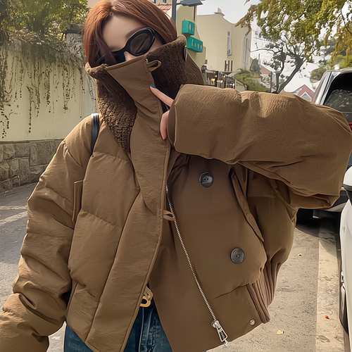 晶煊韩国高级感短款大翻领棉袄女