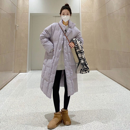 韩版时尚宽松长款过膝羽绒服晶煊
