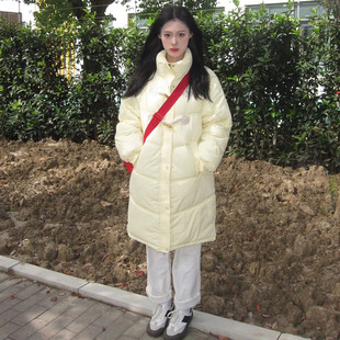 女神保命穿搭长款 牛角扣奶呼呼面包服 立领羽绒棉服女冬2025年新款