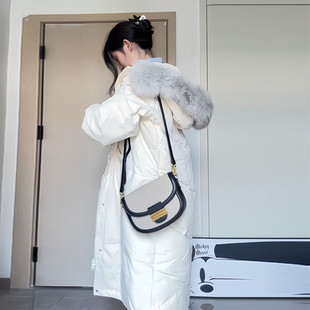 夹棉棉服 长款 超好看牛角扣大毛领连帽羽绒棉袄女2025韩系冬装 新款