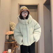 韩国高级感短款 连帽羽绒棉袄女冬2025年新款 小个子宽松加厚面包服