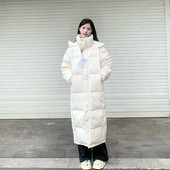 韩版 羽绒棉服女长款 过膝连帽冬2025年新款 宽松设计感中戏情侣棉袄