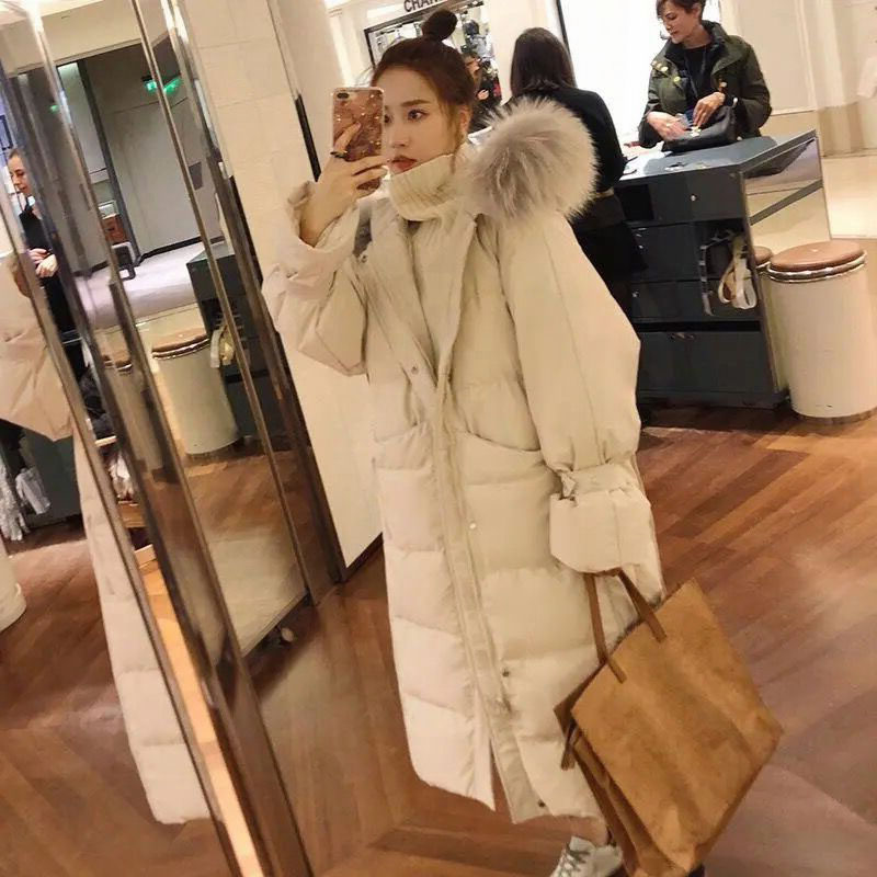 连帽棉服女设计感小众2024冬z季新款韩版宽松中长款大毛领羽绒棉