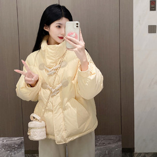 宽松小个子面包服 韩版 女神保命奶黄色短款 棉服女冬加厚2025年新款