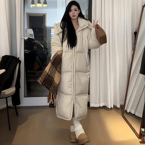 韩国高级感oversize长款情侣棉袄