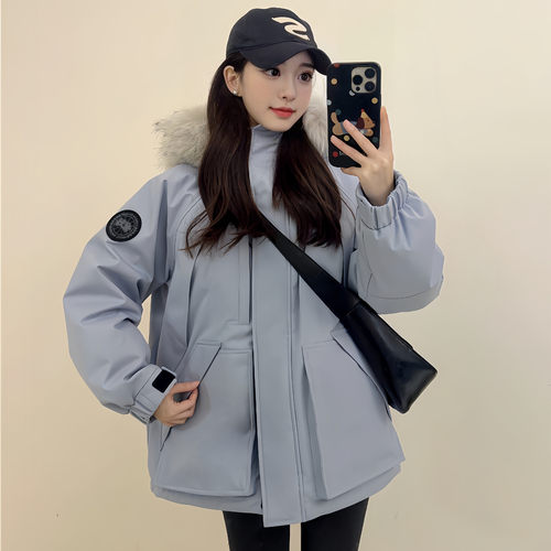 美式情侣男女工装派克羽绒棉袄女