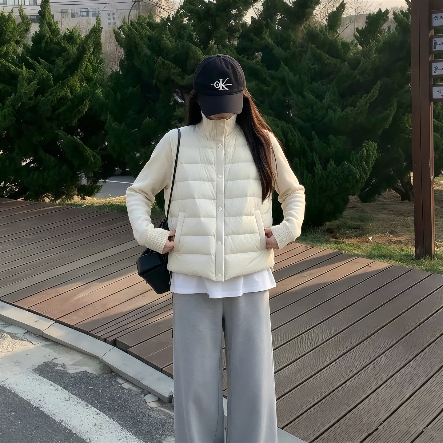 韩系短款针织拼接立领羽绒棉服女2026秋冬新款今年流行爆款外套潮